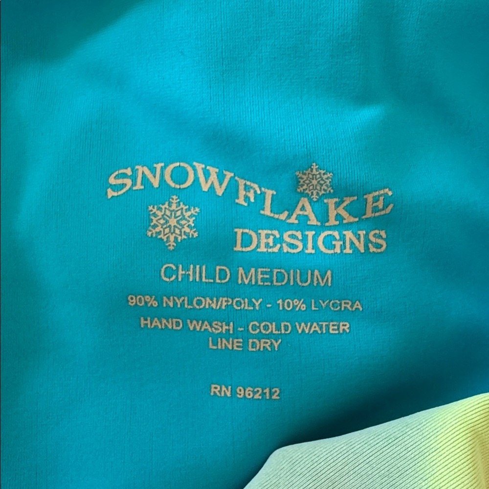 Snowflake Designs bright rainbow/Turquoise colored Gymnastics Leotard - Picture 2 of 4